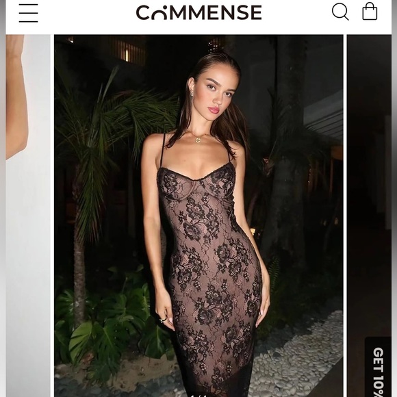 Commense black lace stretch midi dress bustier/ cami top style ! NWT! - Picture 2 of 3